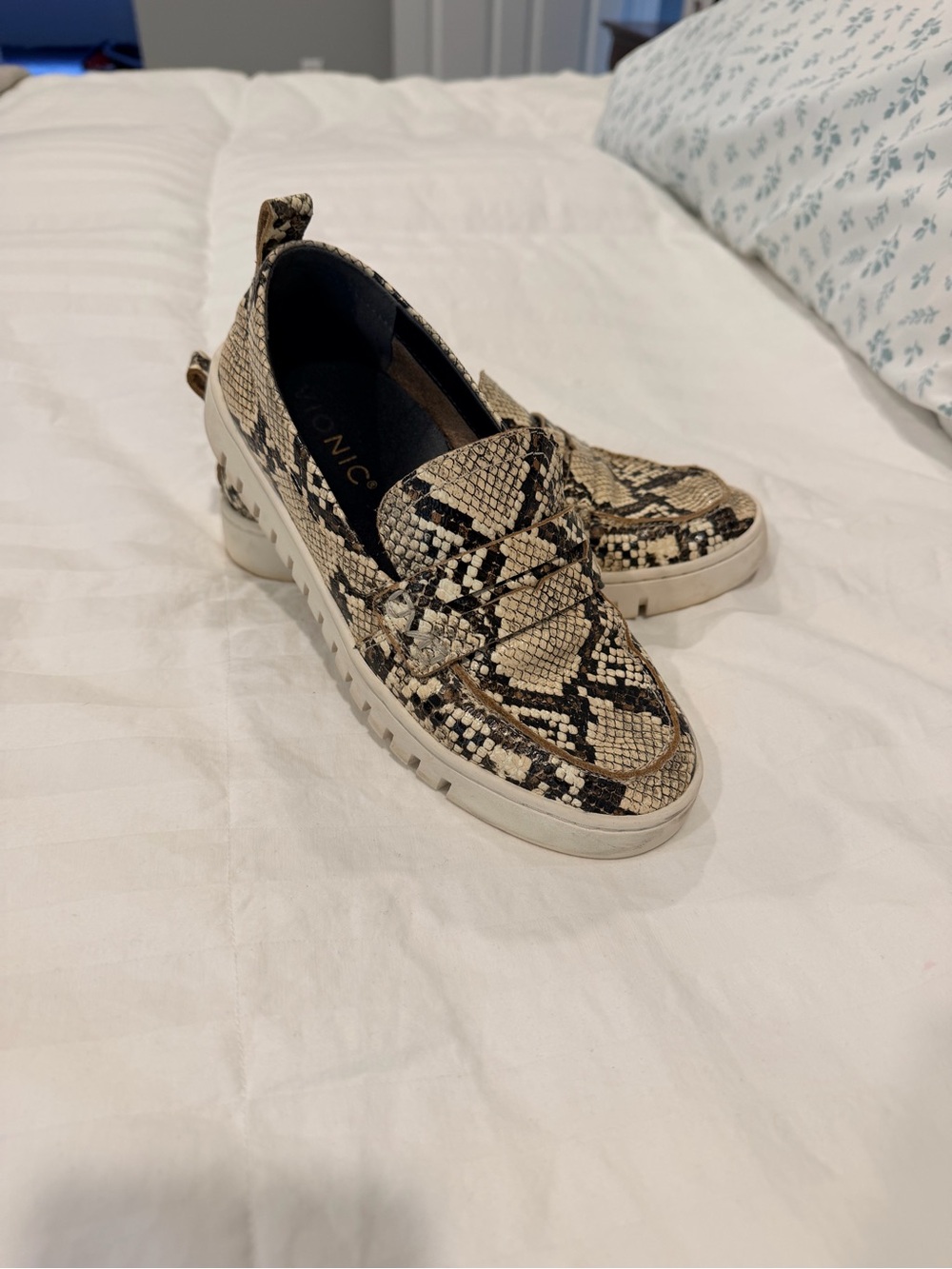 Vionic Women's Snake-Print Slip-On Loafer in Beige and Black